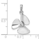 14K White Gold 3-D Polished Three Blade Propeller Charm - Image 3