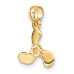 14K 3-D Polished Mini Three Blade Propeller Charm - Image 5