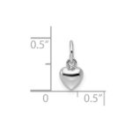 14k White Gold Solid Polished 3D Heart Charm - Image 4