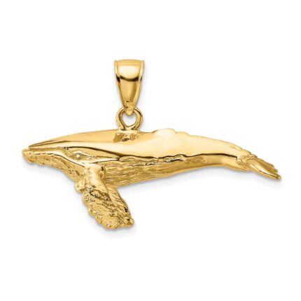 14K 3-D Textured Underside Humpback Whale Charm