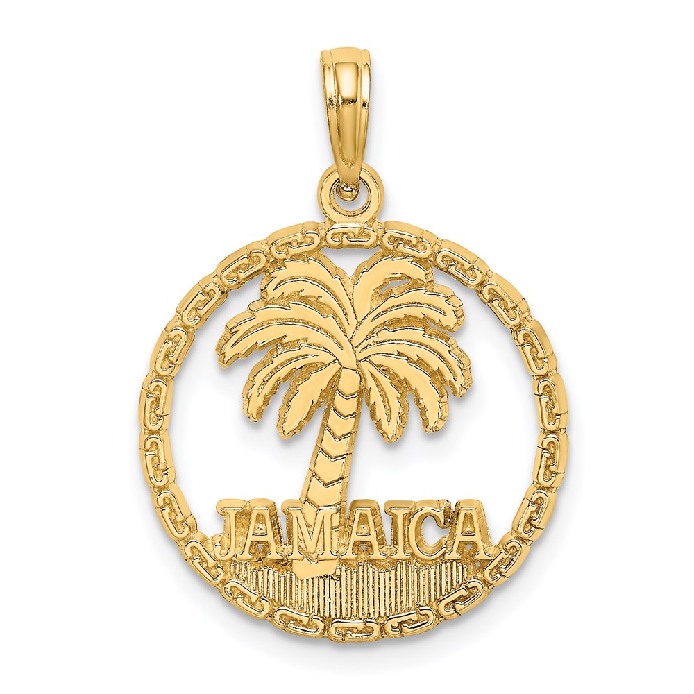 K7519.jpg 14K JAMAICA Palm Tree Circle Charm - Image 1