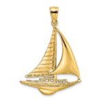 14K Polished Sailboat Charm