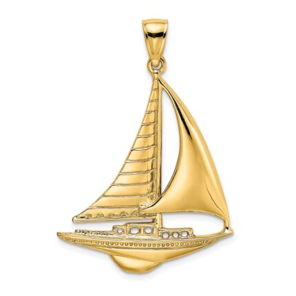 14K Polished Sailboat Charm
