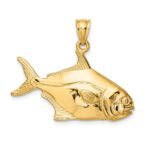 14K 3-D Polished Pompano Fish Charm - Image 4
