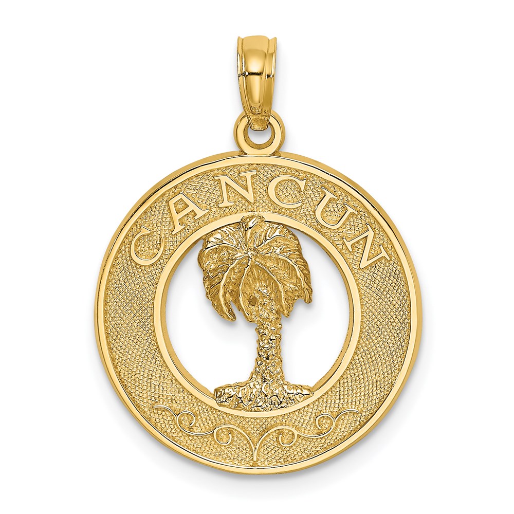 K7574.jpg 14K CANCUN with Palm Tree Circle Charm - Image 1