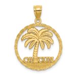 14K CANCUN Palm Tree Circle Charm