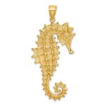 14K Large Textured 3-D Seahorse Charm - Image 4