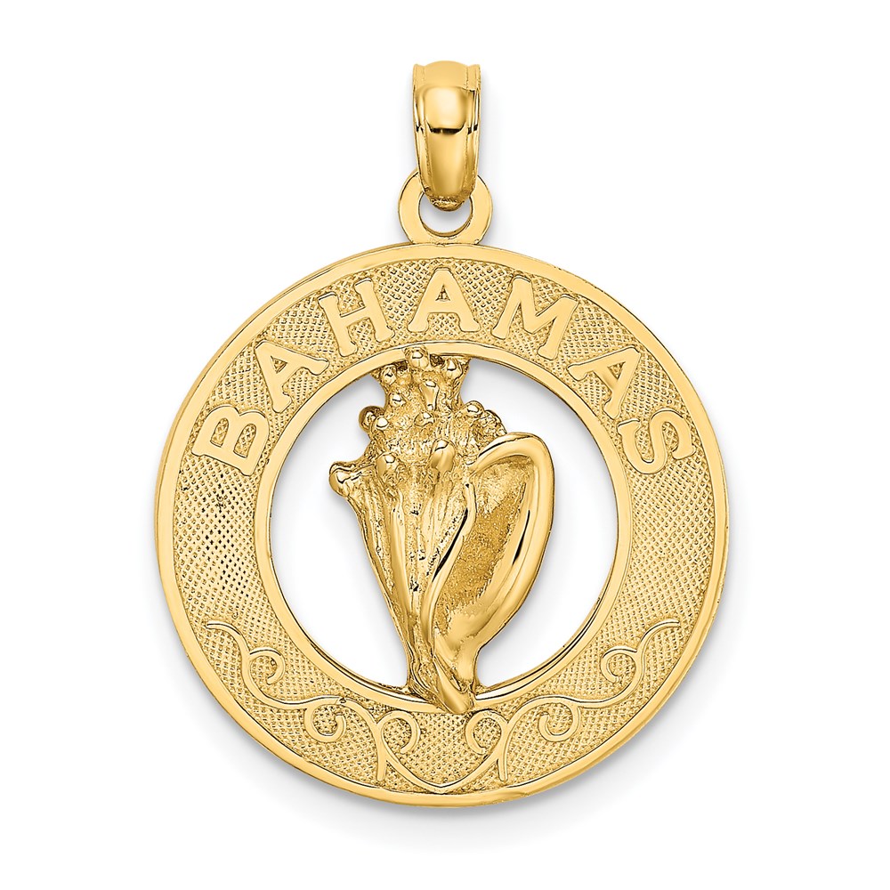 K7601.jpg 14K BAHAMAS with Conch Shell Circle Charm - Image 1