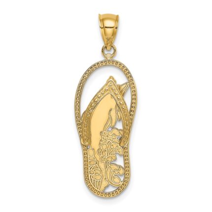 14K Polished Dolphin Flip-Flop Charm
