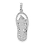 14K White Gold Polished Multi Flower Flip-Flop Charm - Image 4