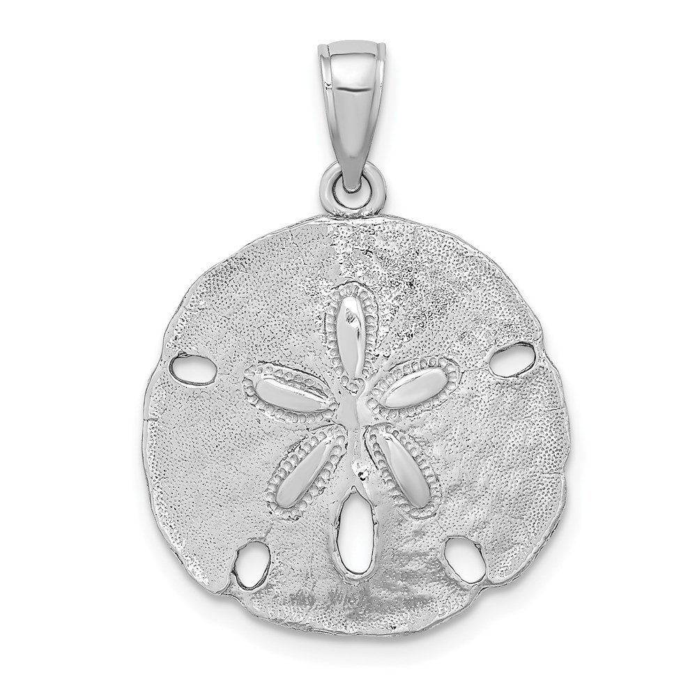 K7637W.jpg 14K White Gold Polished Sand Dollar Charm - Image 1