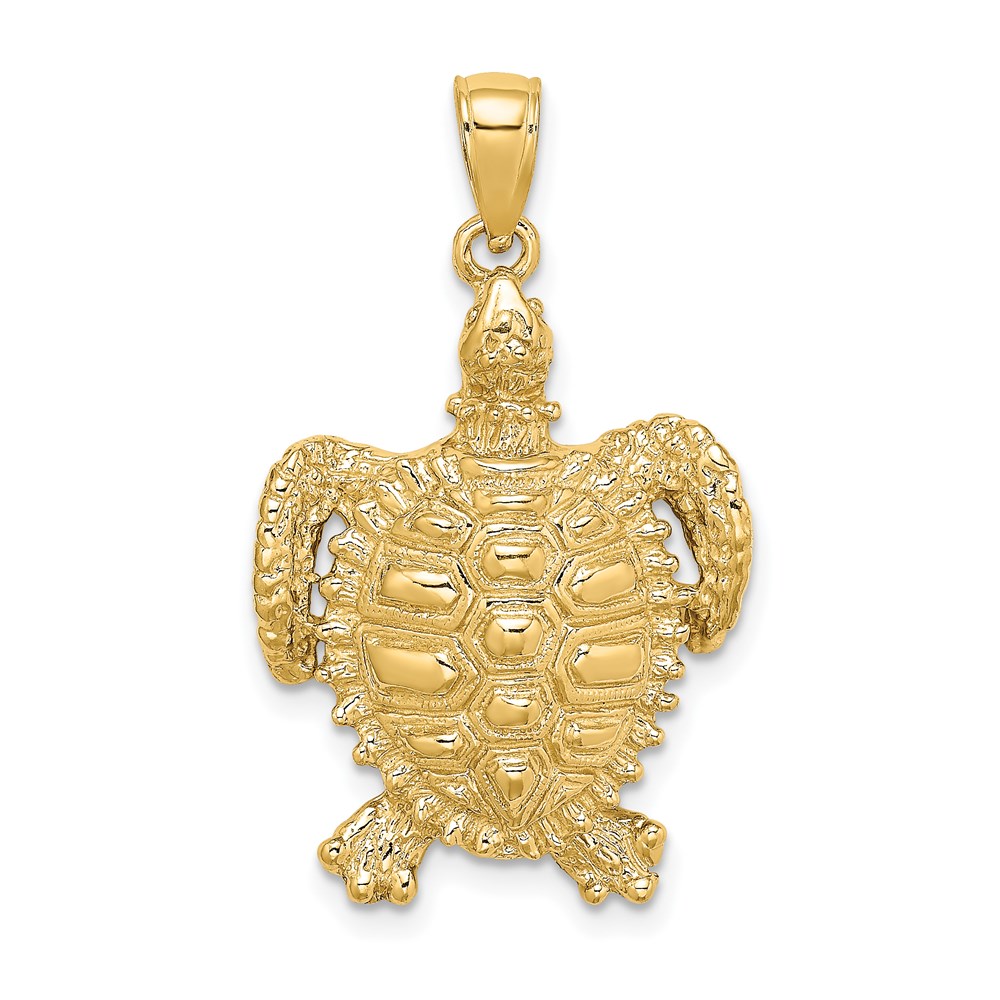 K7642.jpg 14K Sea Turtle with Spiny Shell Charm - Image 1