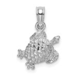 14K White Gold Textured Sea Turtle Charm