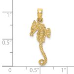 14K 3-D Textured Seahorse with Long Tail Charm - Image 3