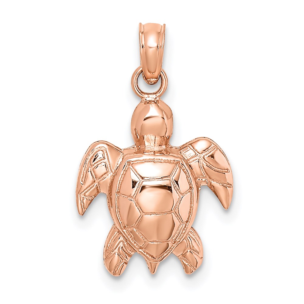 K7662R.jpg 14K Rose Gold Textured Sea Turtle Charm - Image 1