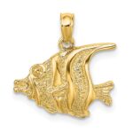 14K Polished Textured Bannerfish Charm