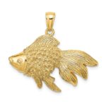 14K Large 2-D Textured Goldfish Charm