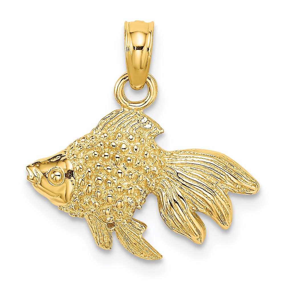 K7700.jpg 14K 2-D Textured Goldfish Charm - Image 1