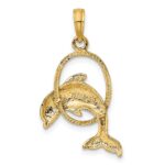 14K Medium Polished Dolphin Jumping Through Hoop Charm - Image 4
