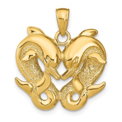 14k Twin Dolphins Pendant