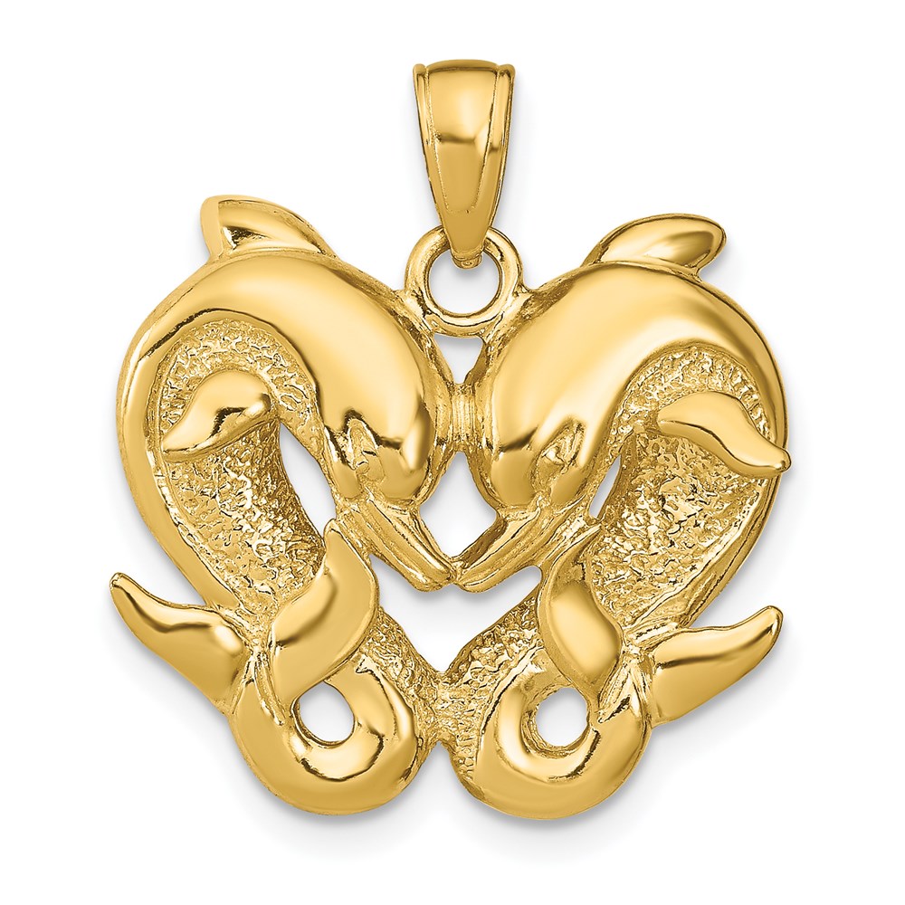 K7717.jpg 14k Twin Dolphins Pendant - Image 1