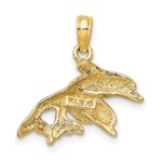 14K 2-D Polished Double Dolphins Jumping Left Charm - Image 4