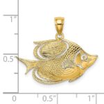 14K 2-D Polished Textured Fish Charm - Image 3