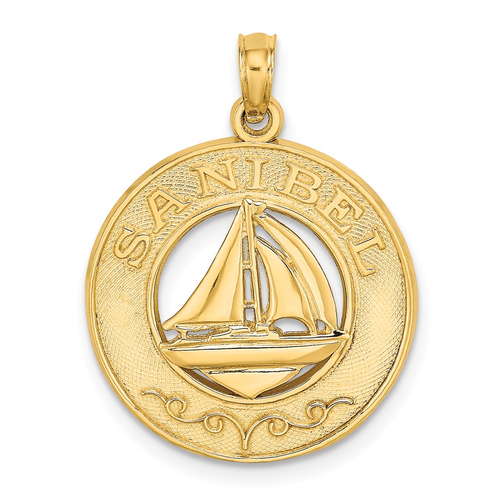 K7772.jpg 14K SANIBEL with Sailboat Circle Charm - Image 1