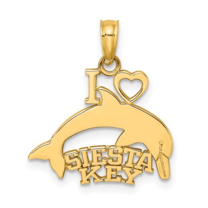 14K I HEART SIESTA KEY with Dolphin Charm
