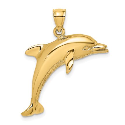 14K Polished Jumping Dolphin Charm