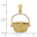 14K 3-D Nantucket Basket with Moveable Lid and Handle Charm - Image 3