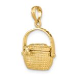14K 3-D Nantucket Basket with Moveable Lid and Handle Charm - Image 5