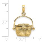 14K 3-D Nantucket Basket with Moveable Lid and Handle Charm - Image 3