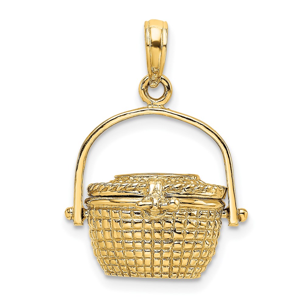 K7803.jpg 14K 3-D Nantucket Basket with Moveable Lid and Handle Charm - Image 1