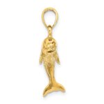 14K 3-D Polished and Textured Jumping Dolphin Charm - Image 2