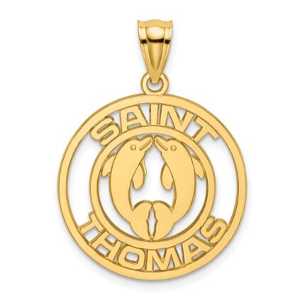 14K SAINT THOMAS with Dolphins Charm