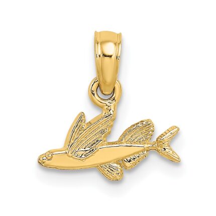 14K Mini Flying Fish Charm