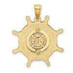 14K Ships Wheel with Nautical Compass Charm - Image 4