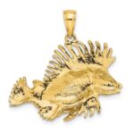14K 2-D Polished and Textured Lion Fish Charm - Image 4