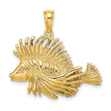 14K 2-D Polished and Textured Lion Fish Charm