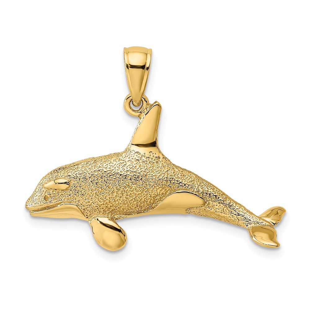 K7874.jpg 14K 2-D Textured Orca Whale Charm - Image 1