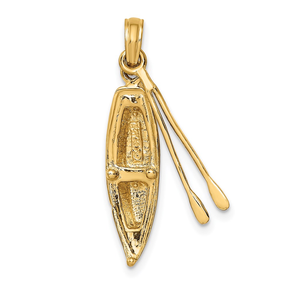 K7876.jpg 14K 3-D Boat with Dangling Oars Charm - Image 1