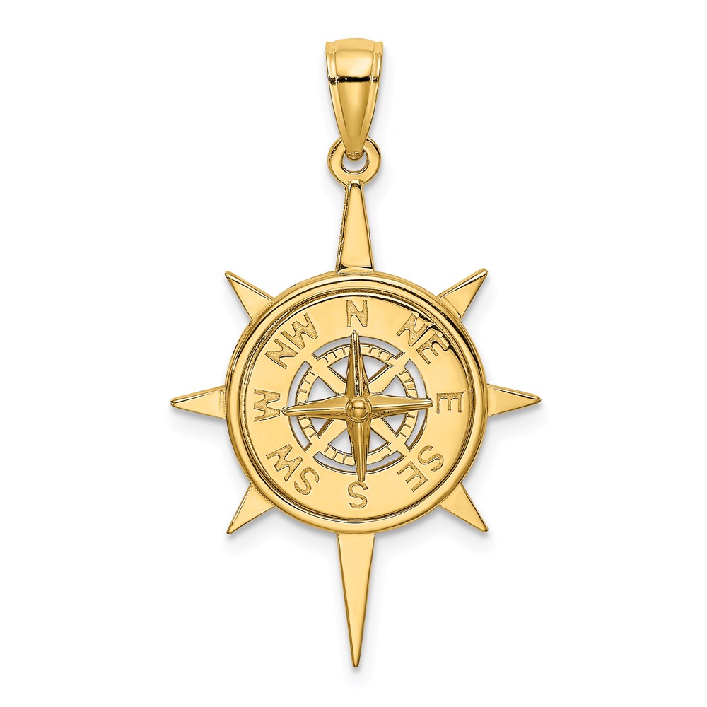 K7895.jpg 14K Star Frame with Nautical Compass Center Charm - Image 1