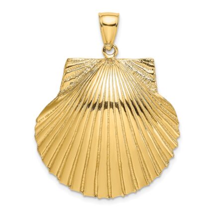 14K Large 3-D Textured Scallop Shell Charm