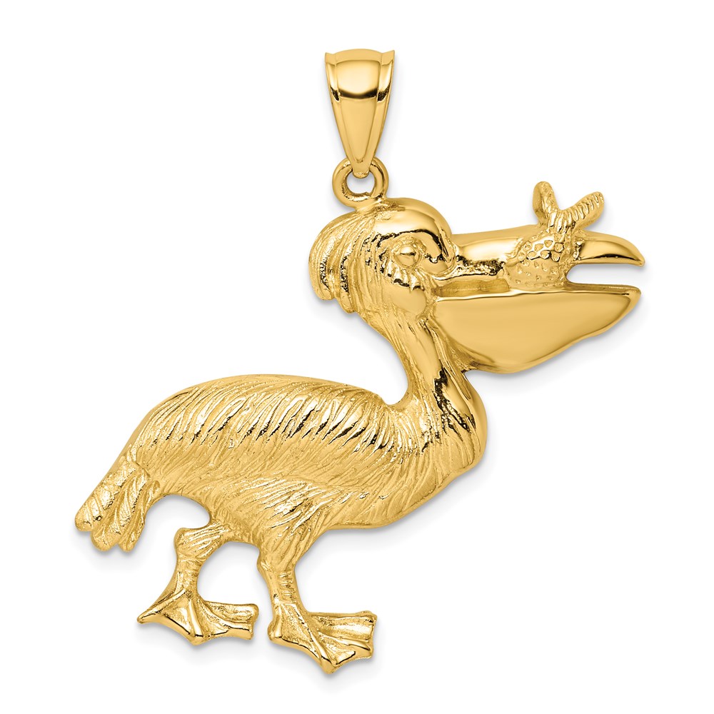 K7915.jpg 14K Large Pelican with Fish In Mouth Charm - Image 1