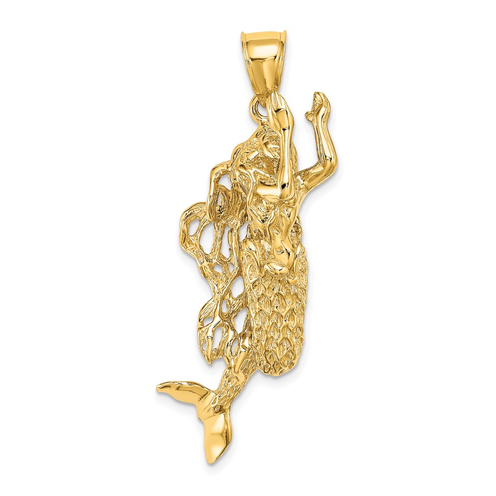 K7950.jpg 14K 3-D Textured Large Mermaid Charm - Image 1