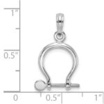 14K White Gold 3-D Small Shackle Link with Moveable Screw Charm - Image 3