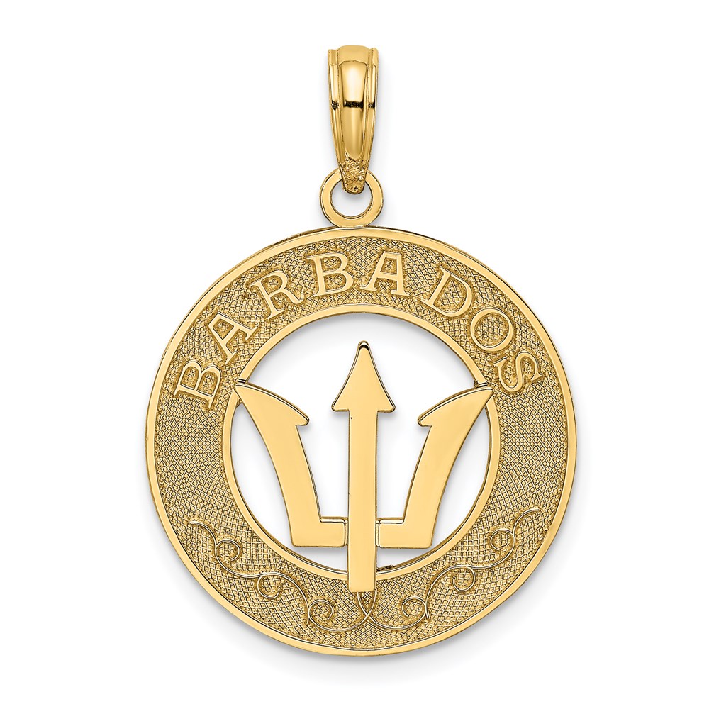 K7982.jpg 14K BARBADOS with Trident Spear Circle Charm - Image 1