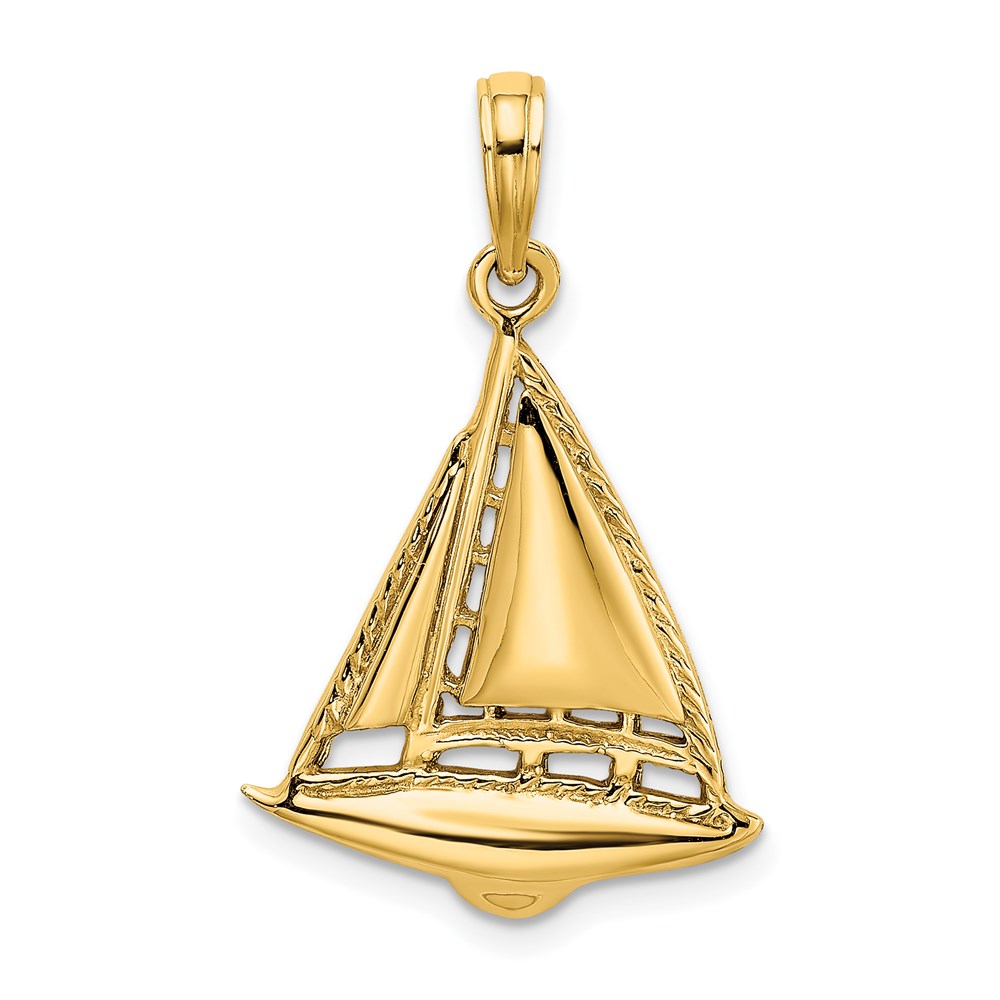 K7984.jpg 14K 2-D Sailboat Charm - Image 1