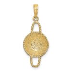 14K 3-D 2 Handles Round Basket Charm